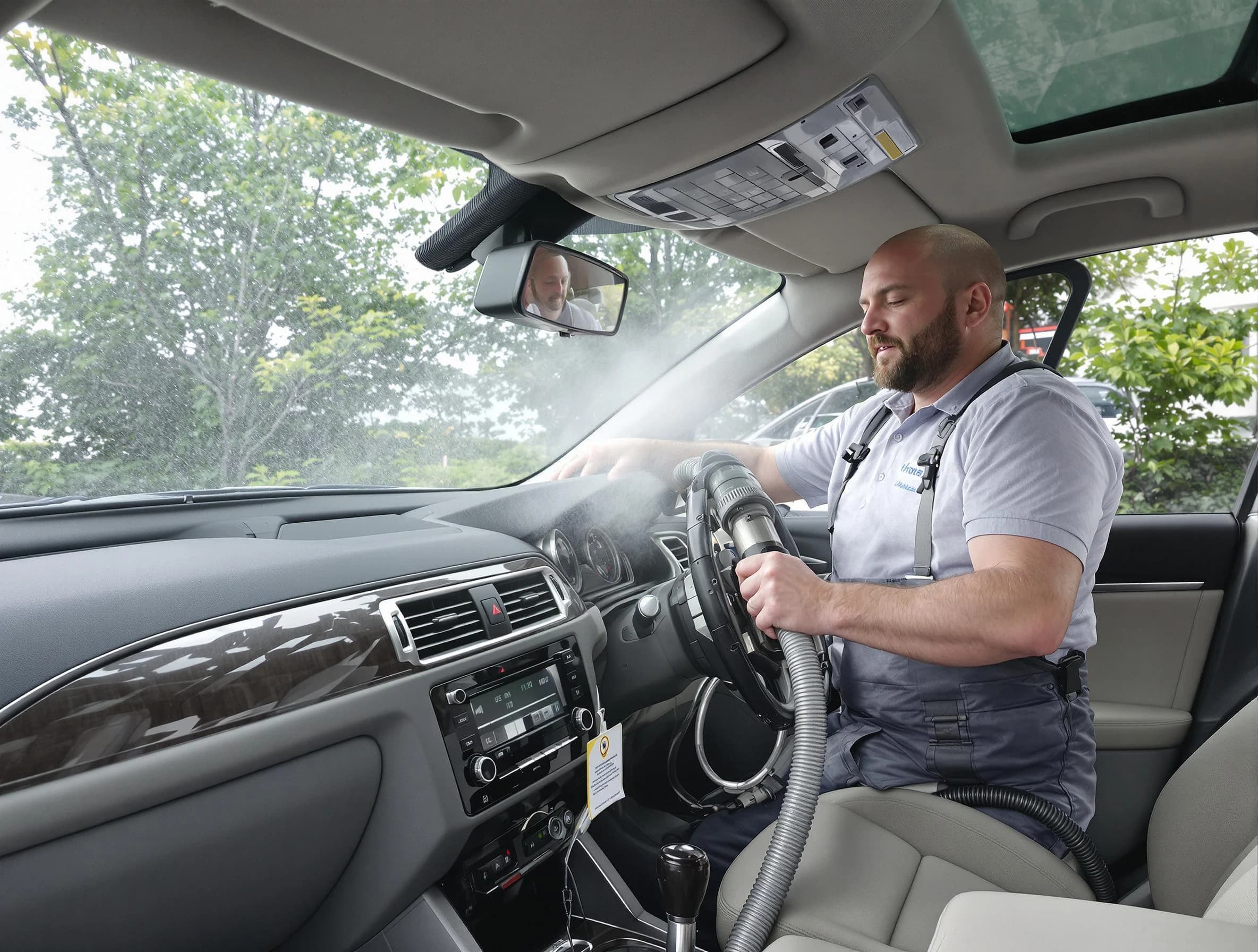 Buford Air Duct Cleaning specialist performing professional car duct cleaning in Buford