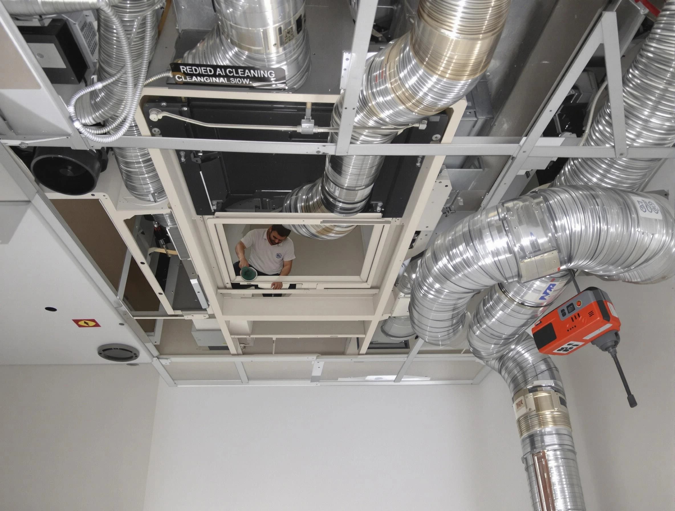 Buford Air Duct Cleaning technician performing detailed central duct system cleaning in Buford