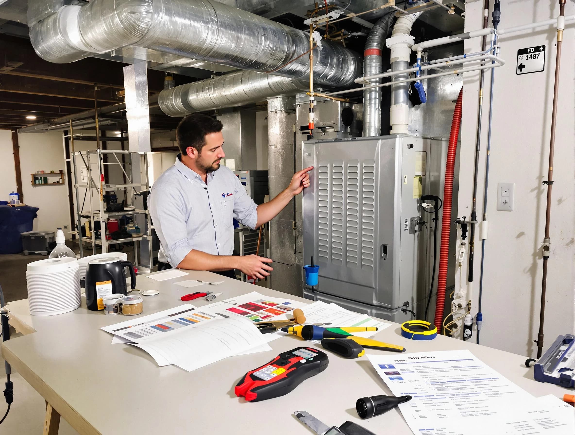 Buford Air Duct Cleaning inspector conducting detailed filter system evaluation using professional diagnostic tools in Buford