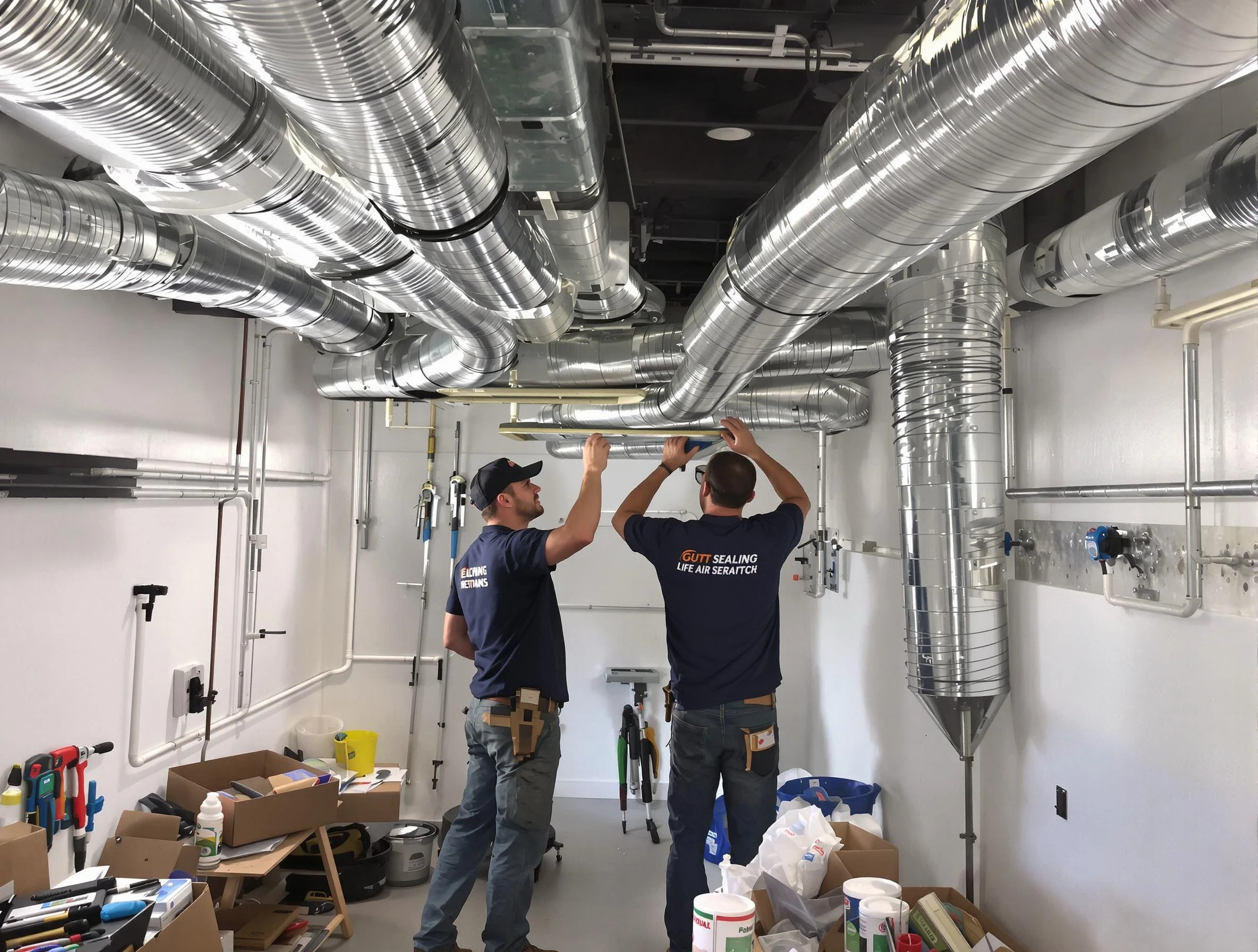 Buford Air Duct Cleaning technician applying professional duct sealing solutions in Buford