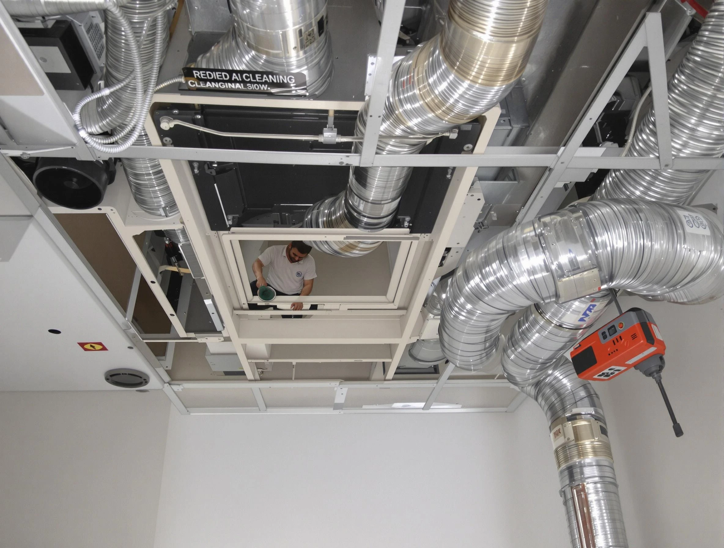 Buford Air Duct Cleaning technician performing detailed central duct system cleaning in Buford